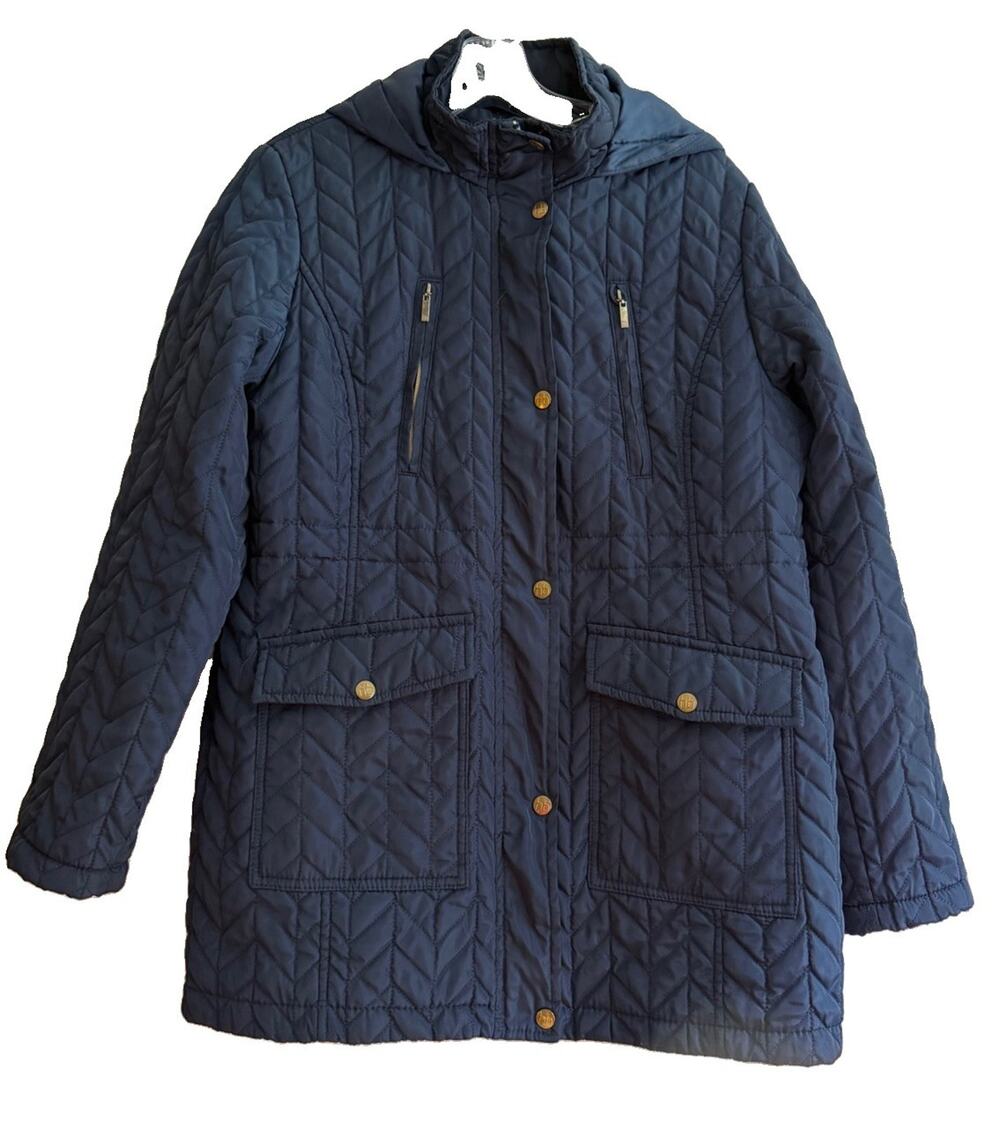 Harvé Benard Women’s XL Navy Quilted Insulated Hooded Walker Coat